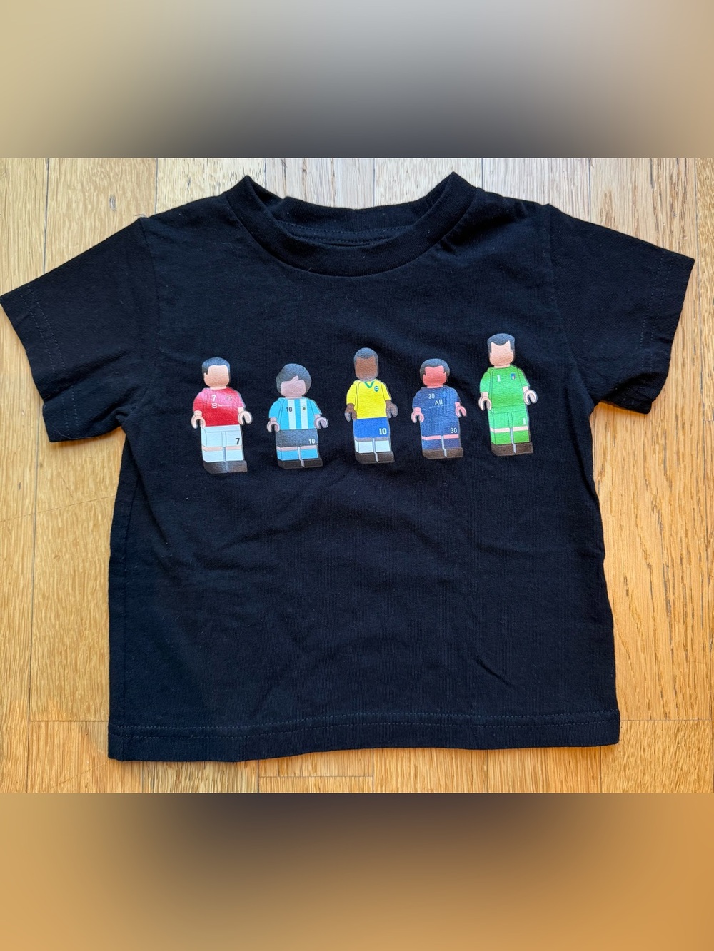 Kids Black Graphic Soccer Players Tee World Cup Futbol